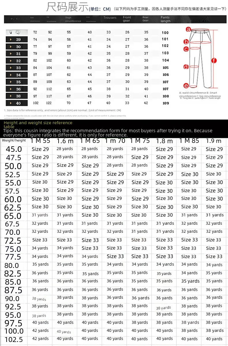 Csmor Lee Men's Jean Autumn Winter Loose-fit Straight-leg Trendy Pants Casual Denim Trousers Men Classic Stretch Jeans Fashion