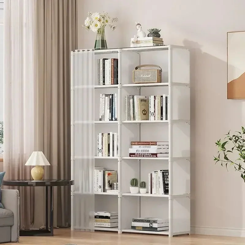 6/5 Layers Dustproof Wardrobe High Capacity Partition Bookshelf Bedroom Open Simple Assembly Storage Cabinet Bedroom Furniture