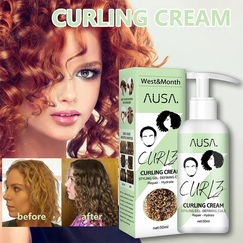 Crema para rizar el cabello de 50 ml, previene la rotura, antifrizz, elasticidad, loción potenciadora, moldeadora, suave, hidratante, cuidado del cabello