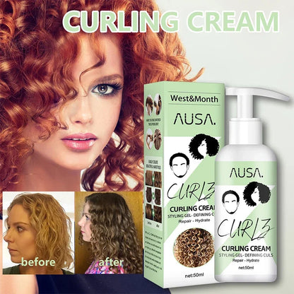 Crema para rizar el cabello de 50 ml, previene la rotura, antifrizz, elasticidad, loción potenciadora, moldeadora, suave, hidratante, cuidado del cabello
