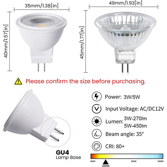 1/2/4/6/10 pçs 3w 5w mr11 lâmpadas led ac/dc12v economia de energia gu4.0 bifin holofotes lâmpada interior iluminação doméstica lâmpada halógena
