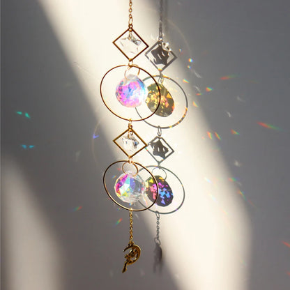Colgante de cristal para jardín, atrapasol, campanillas de viento, prisma arcoíris, cadena de cristal para ventana, campana colgante, árbol de Navidad, decoración del hogar