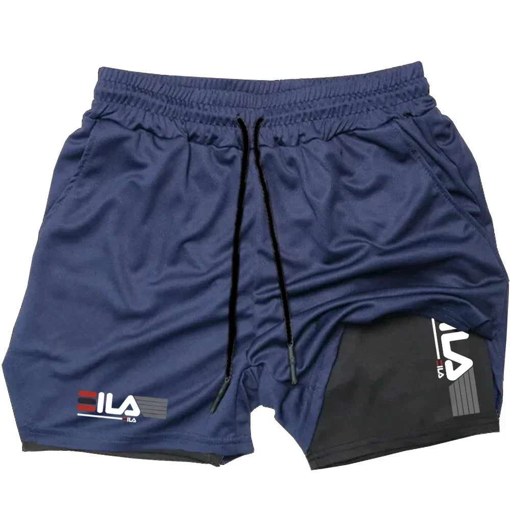 Pantalones cortos deportivos dos en uno para hombre, transpirables, informales, de secado rápido, de doble capa, para correr en verano, tallas M-3XL