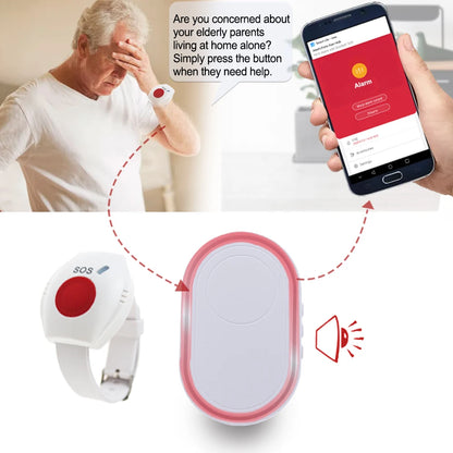 Botón de pánico de emergencia Topvico Tuya con wifi para personas mayores, alarma SOS, pulsera inalámbrica para cuidadores, buscapersonas, reloj, llamada, alerta de caídas