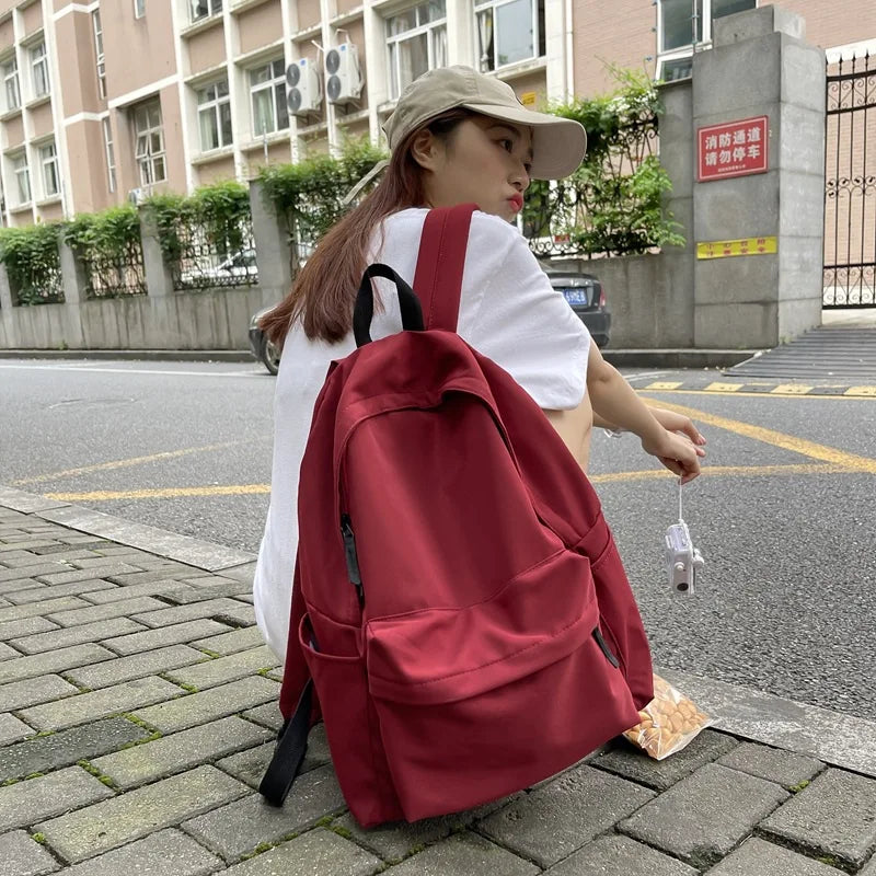 Black Grey White Red Versatile Backpack High Quality Large Capacity Waterproof Travel Bag Washable Nylon Computer Bag Unisex