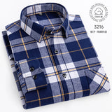 Men Fashion Long Sleeve Brushed Flannel Shirt Single Pocket Comfortable 100% Cotton Casual Slim Fit Button-down Plaid Shirts 8XL