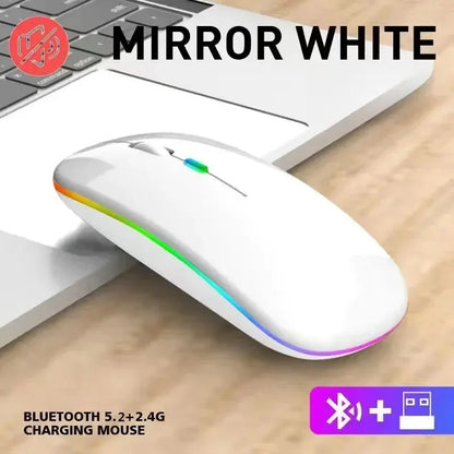 Wireless Mouse Rechargeable Silent LED Backlit Mice PC Laptop Computer Mous 2.4Ghz Receiver Bluetooth Dual Mode Optical Mice