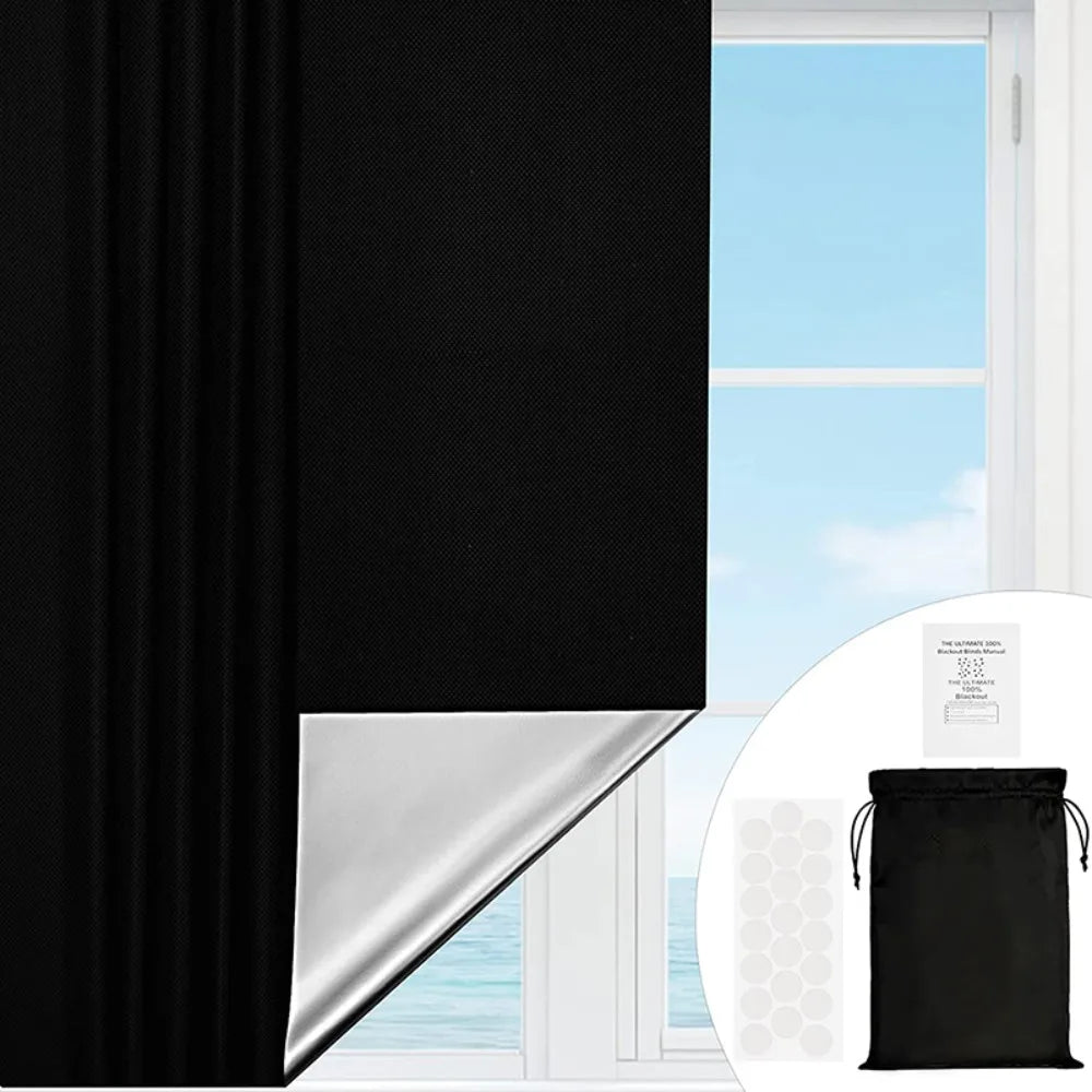 1/2/3M Portable Blackout Curtain Blind Window Thermal Insulated Kitchen Curtains Stick On DIY Non-perforated Temporary Curtain