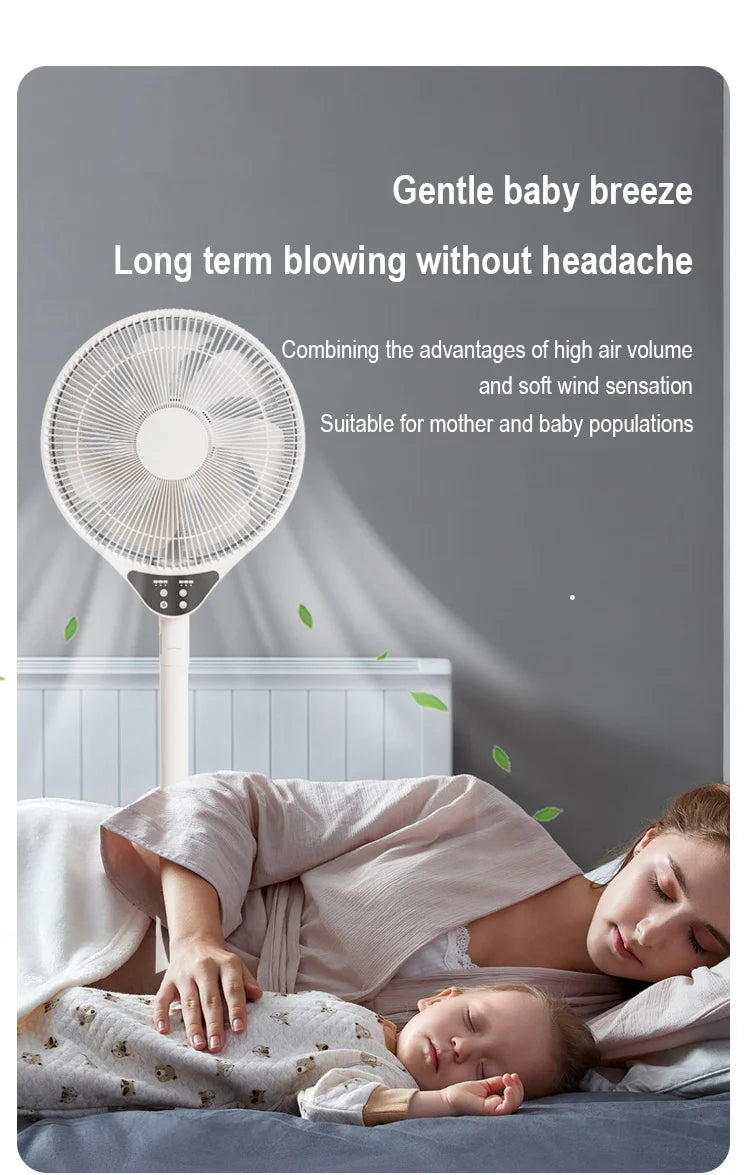 220V Electric Pedestal Standing Fan Adjustable Heigh Desk Air Blower Timing Shake for Living Room Bedroom Kitchen Home Office