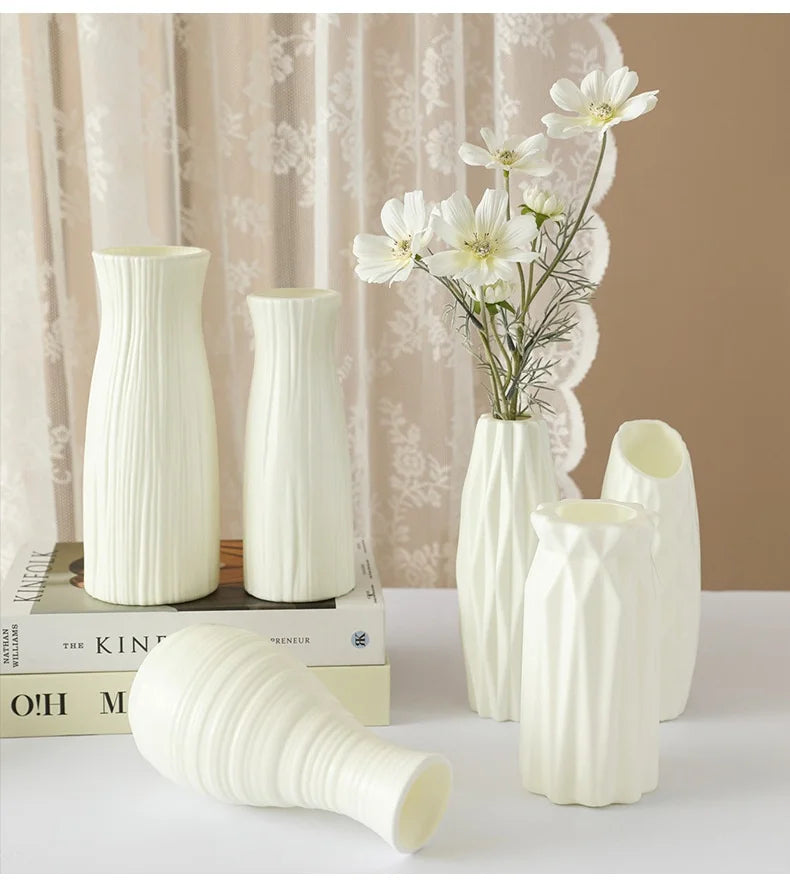 4066 Simple Plastic Vase Silver Willow Hydroponic Flowers Artificial Flower Vase Desktop Living Room Decoration Ornaments