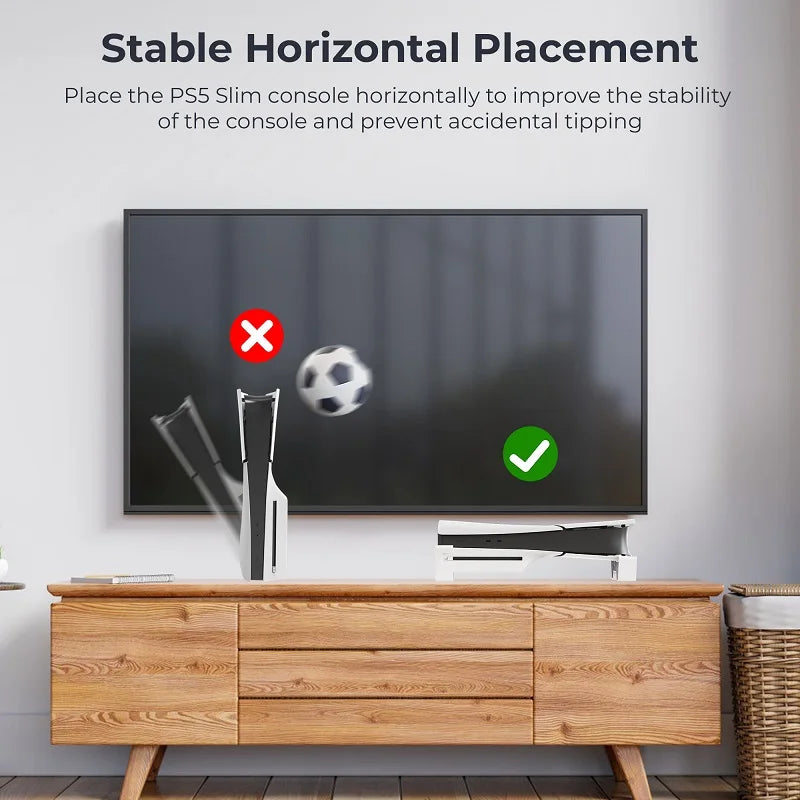 Horizontal Stand for PS5 Slim/Pro Games Console Anti-slip Cooling Base Bracket for PlayStation 5 Slim Console Game Accessories