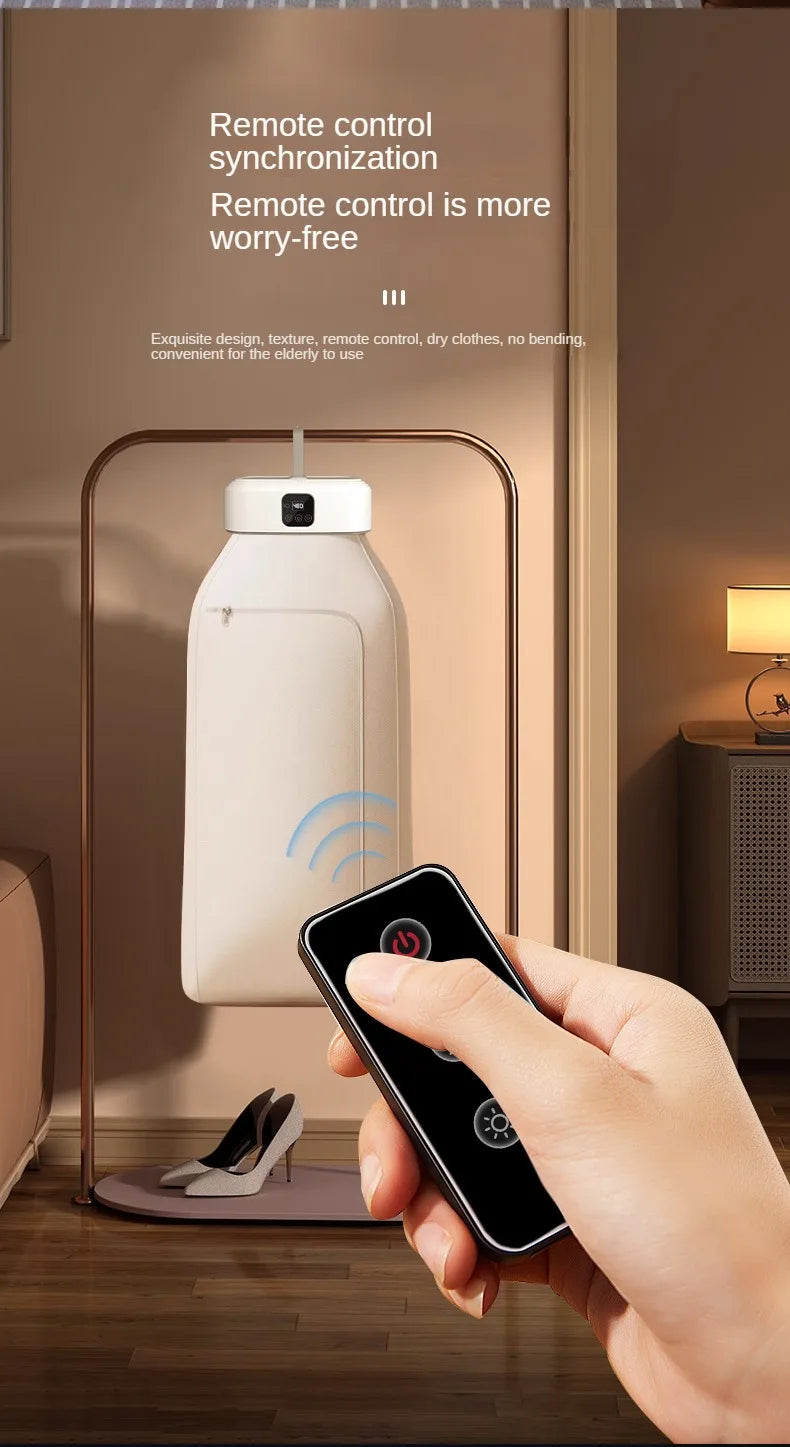 Secadora de ropa eléctrica multifuncional con control remoto, para el hogar, con armario, para suelo, secadora de ropa, aire caliente y temporizador.
