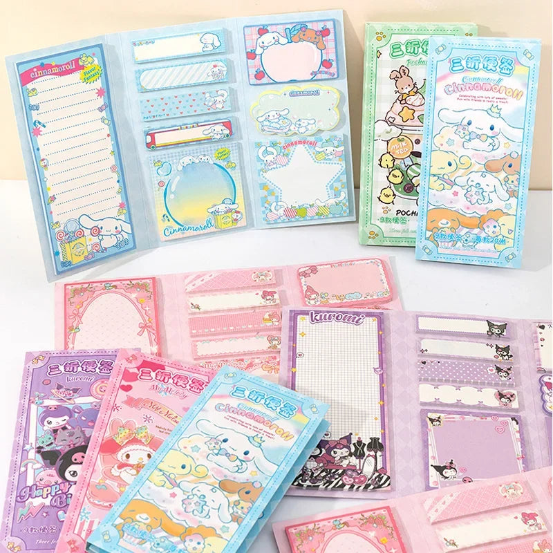 Cute Cartoon Sticky Notes Set 9 Designs 180 Sheets Foldable Memo Pads for Office School Journaling and Desk Organization