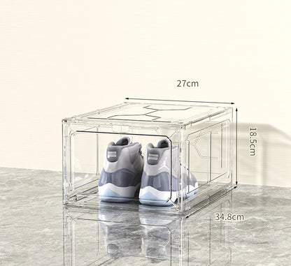 Transparent shoe box, magnetic suction door, thick plastic storage box, detachable dustproof shoe storage box