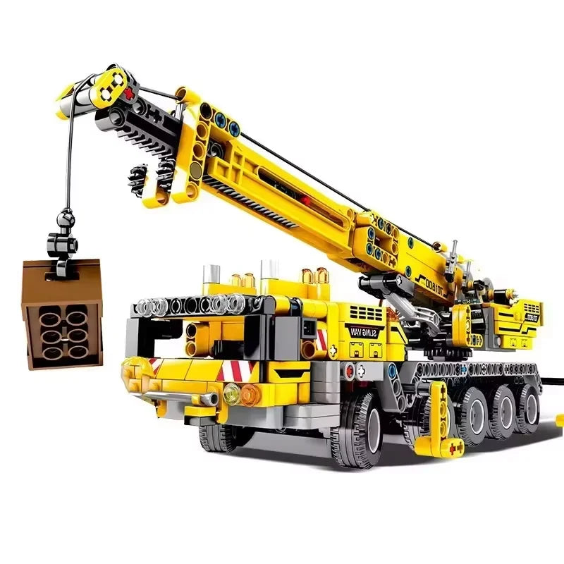 Third Party Compatible MOC Sets City Series Building Blocks City Yellow Mobile Construction Crane Children Toys Gift
