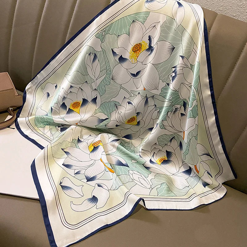 2024 Horse Print Female Silk Neck Scarf Square Hair Scarves Foulard Head Band Shawls Wraps Neckerchief Bandana Women