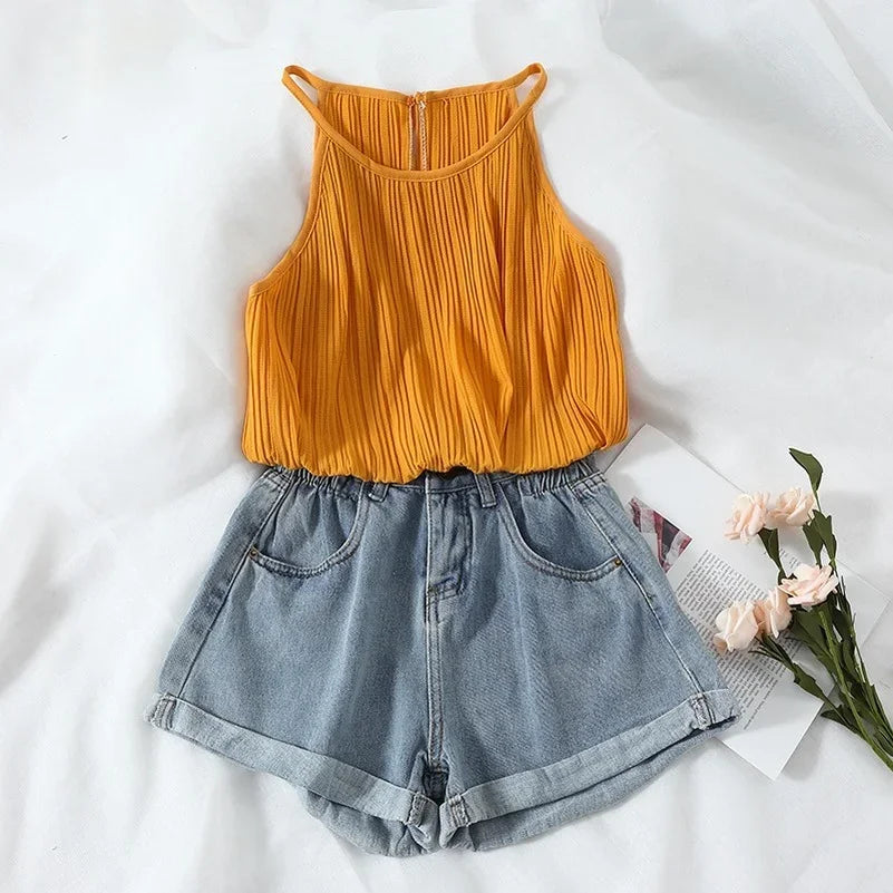 Zmzbch verão cintura alta denim shorts feminino casual solto senhoras moda plus size cintura elástica perna larga calças de brim curtas feminino