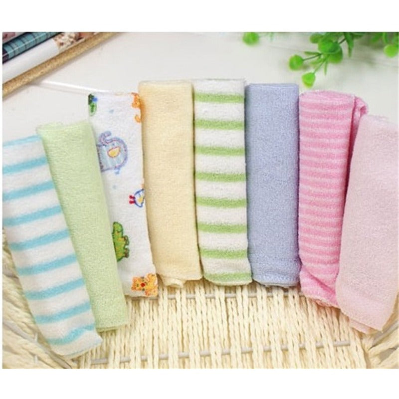 8PCS Baby Washcloths Set, Soft Absorbent Organic Cotton Washable Saliva Towel Face Wipes, Newborn Bath Face Towel Random Color
