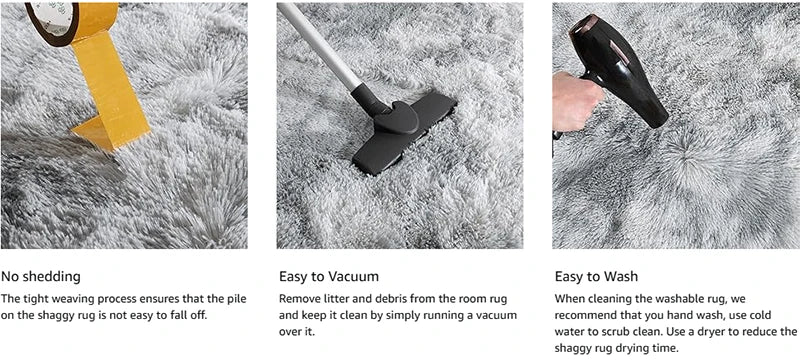 Shaggy Area Gray Rug For Living Room Super Soft Long Pile Bedroom Carpet Non-Slip Children's Home Decor Fluffy Bedside Floor Mat