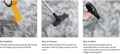 Shaggy Area Gray Rug For Living Room Super Soft Long Pile Bedroom Carpet Non-Slip Children's Home Decor Fluffy Bedside Floor Mat