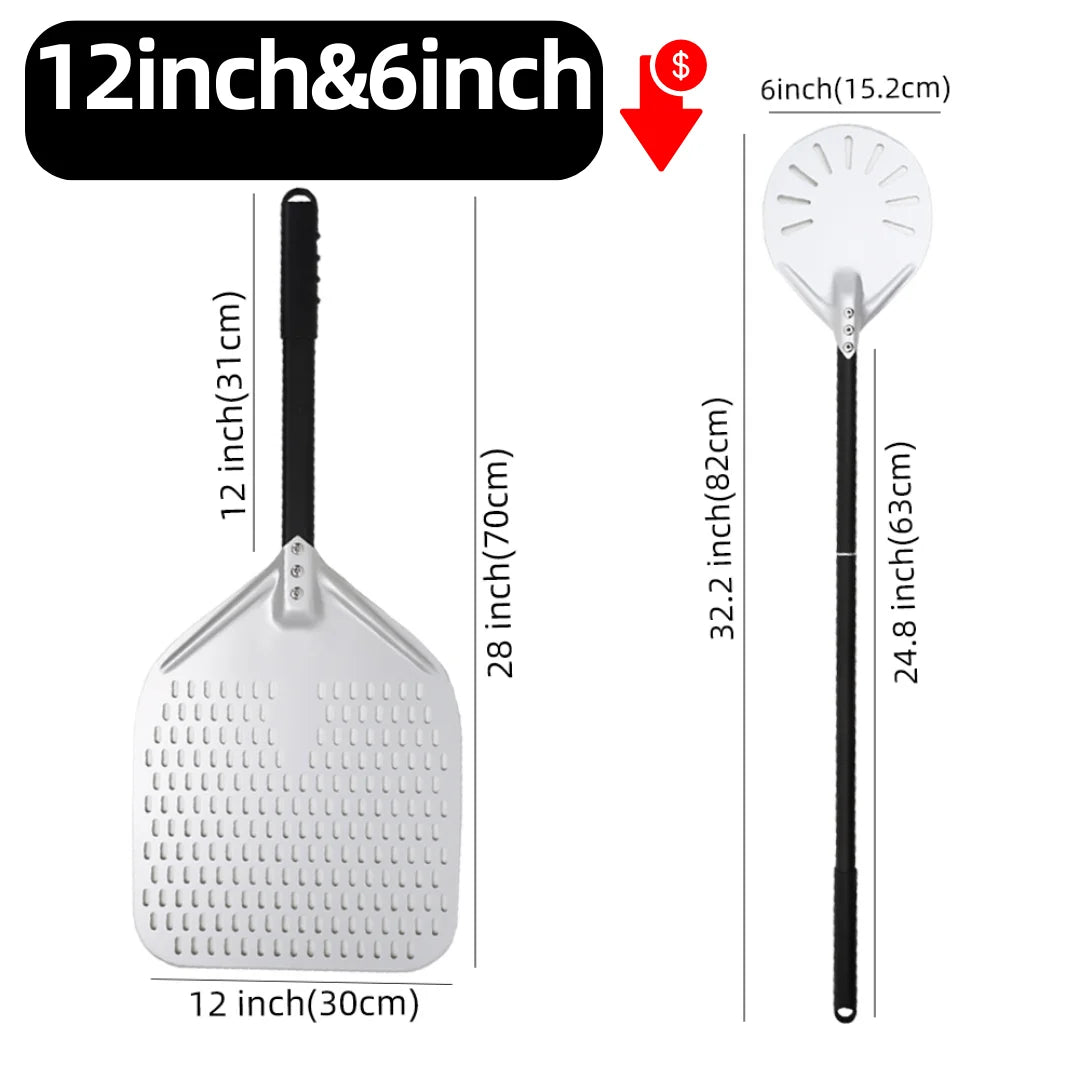 6&12 13 14  Inch Pizza Perforated Shovel Paddle Pizza Oven Turning Peel Hard  Anodized Pizza  Baking Kitchen Tool Spatula