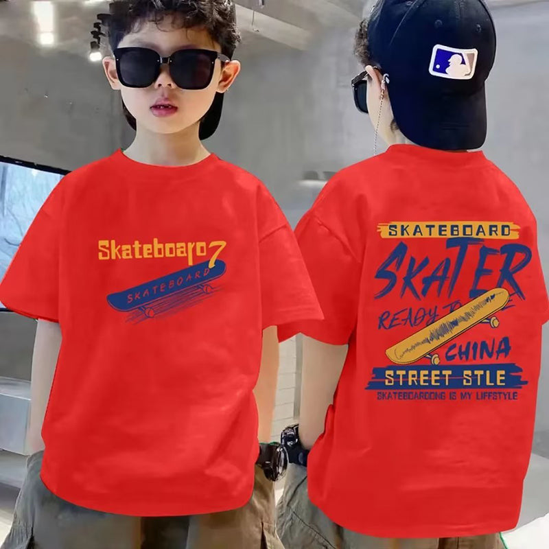 Nueva ropa de verano para niños, ropa de calle, camiseta con letras estampadas, camisetas de manga corta, ropa para niños y niñas, camisetas 100% de algodón para niños