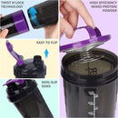 3 Layers Protein Shaker Bottles with Mix Ball Leak Proof Water Bottle for Protein Mixes with Powder Storage and Pill Organizer