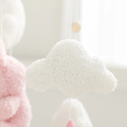Baby Crib Mobile Rattle Toy Wooden Bed Bell Mobile Hanging Teddy Velvet Bear Doll Toy Newborn Music Box Crib Mobile Bracket Gift