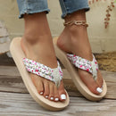 Fashion Floral Flat Flip Flops Women 2025 Summer Non Slip Lightweight Sandals Woman Comfortable Outdoor Beach Slippers Plus Size