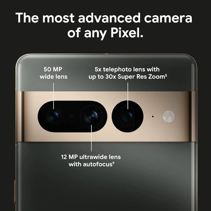 Smartphone Google Pixel 7 Pro 5G, 12 GB de RAM, 128 GB de ROM, pantalla OLED Google Tensor G2 de 6,7", 120 Hz, cámara triple de 50 MP, NFC, disponible.