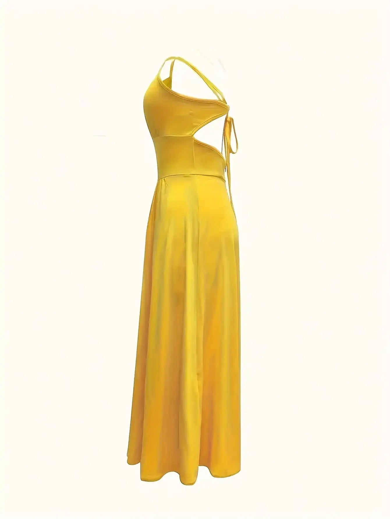 2026 Casual Sexy Slit Lace-Up Backless Camisole Dress, Elegant Sleeveless V-Neck Cinched Waist Dress, Women's Party Outfit
