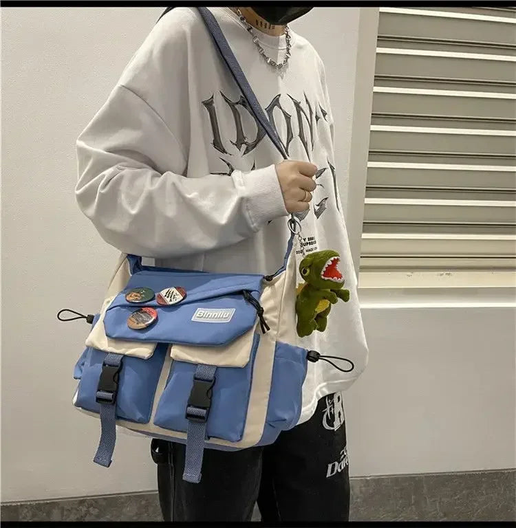 Harajuku Men Nylon Crossbody Bags for Women Messenger Bag Girls School Book Bags Youth Canvas Handbags Shoulder Bag Sac Bolsas