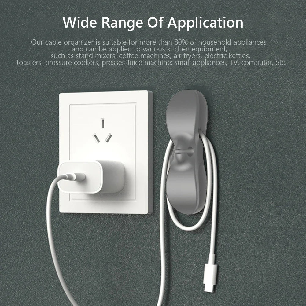 9-1 soporte de silicona para enrollador de cable, organizador de cable de alimentación, clip autoadhesivo, fijador de cables para freidora de aire y cafetera.