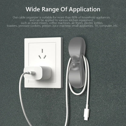 9-1 soporte de silicona para enrollador de cable, organizador de cable de alimentación, clip autoadhesivo, fijador de cables para freidora de aire y cafetera.