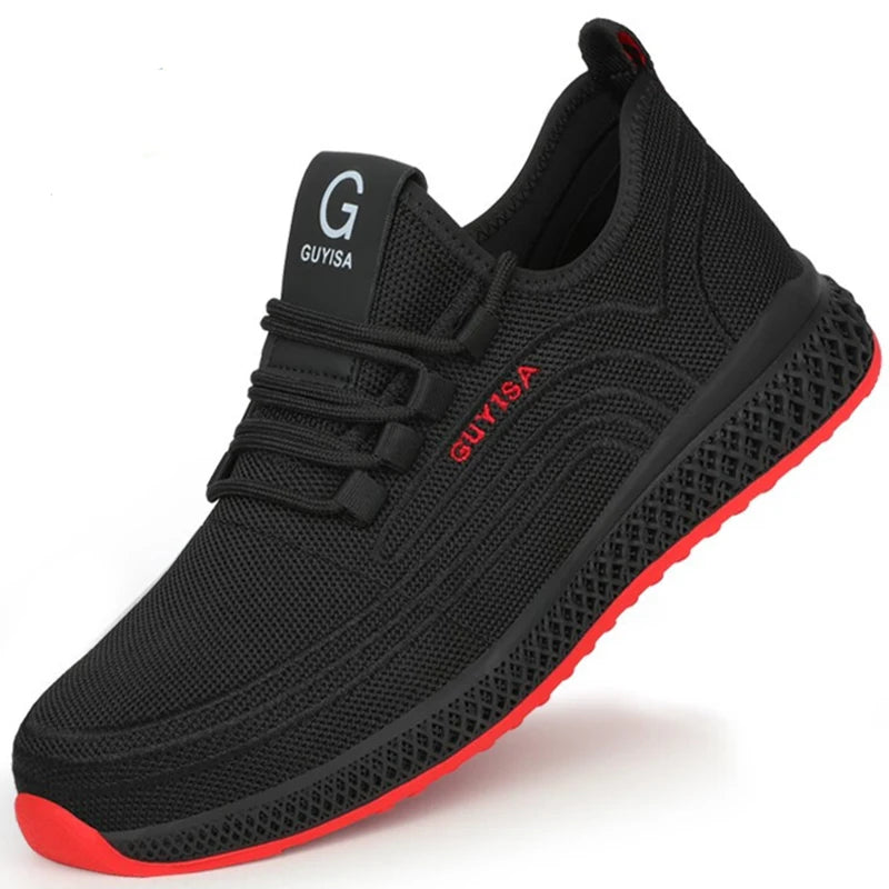 Manlegu Air Mesh Steel Toe Work Shoes Breathable Working Shoes Women Man Safety Shoes Lightweight Puncture-Proof Safety Boots