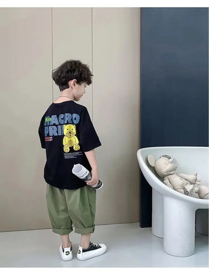 Boys' Summer Short Sleeve T-shirt New Small And Medium Children's Round Neck Top Children's Casual Versatile Half Sleeve Fashion