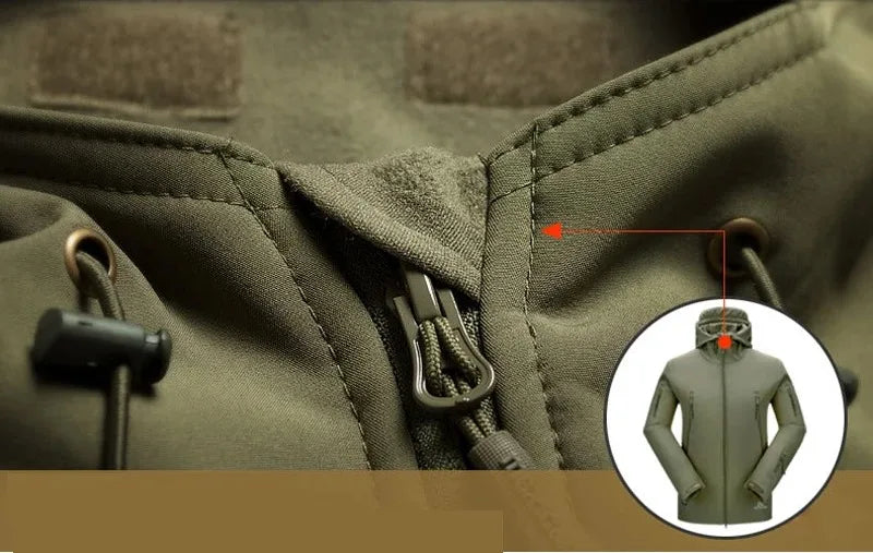 Chaqueta militar informal con capucha para hombre, estilo aviador, de combate, impermeable, de piel de tiburón, estilo softshell, táctica