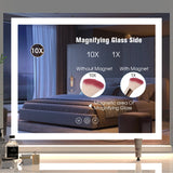 Makeup Mirror with LED Light Bar Dimmable Bluetooth USB Charging port Lighting Cosmetic Mirror for Bathroom Dressing table Wash
