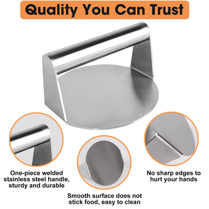 Stainless Steel Smash Burger Press Hamburger Patties Meat Masher Circular Meat Press Mold for Deli Meats Kitchen Accessories