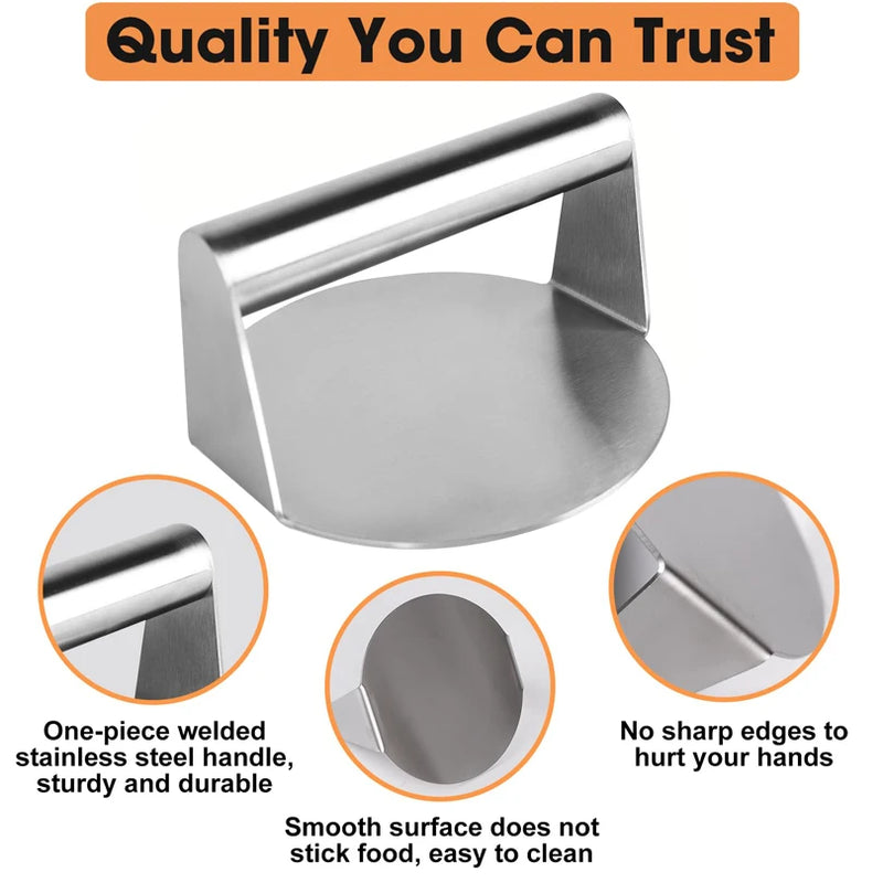 Aço inoxidável smash hambúrguer imprensa hambúrguer patins carne masher circular imprensa de carne molde para deli carnes acessórios de cozinha