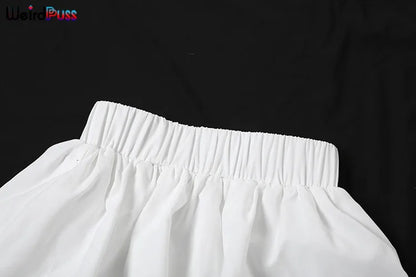 Nibber Ball Gown Skirts Women Y2K Hottie 2024 Summer Trend Midnight Waistband Miniskirts Birthday Basic Streetwear Wild Bottoms