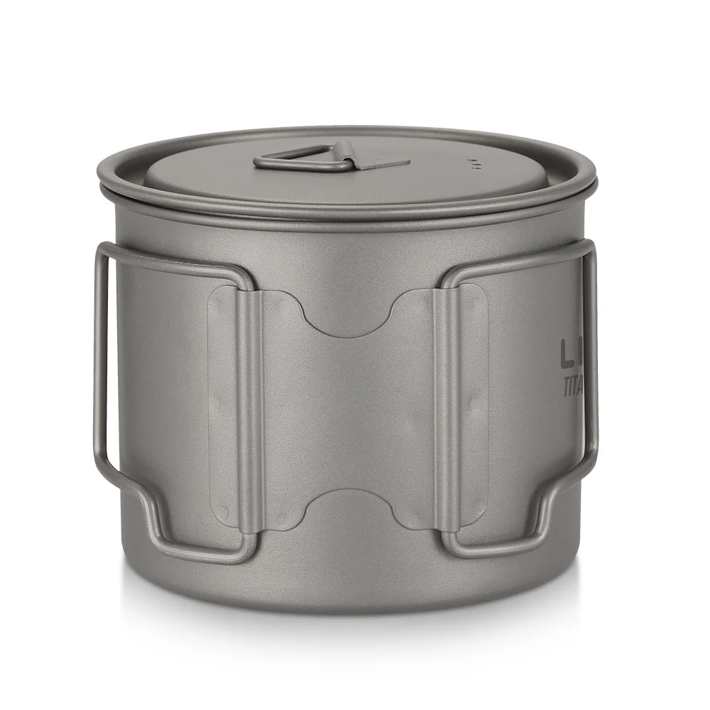 Taza de agua ultraligera de titanio Lixada con asa plegable, portátil para exteriores, camping, picnic, 300 ml/350 ml/550 ml/650 ml
