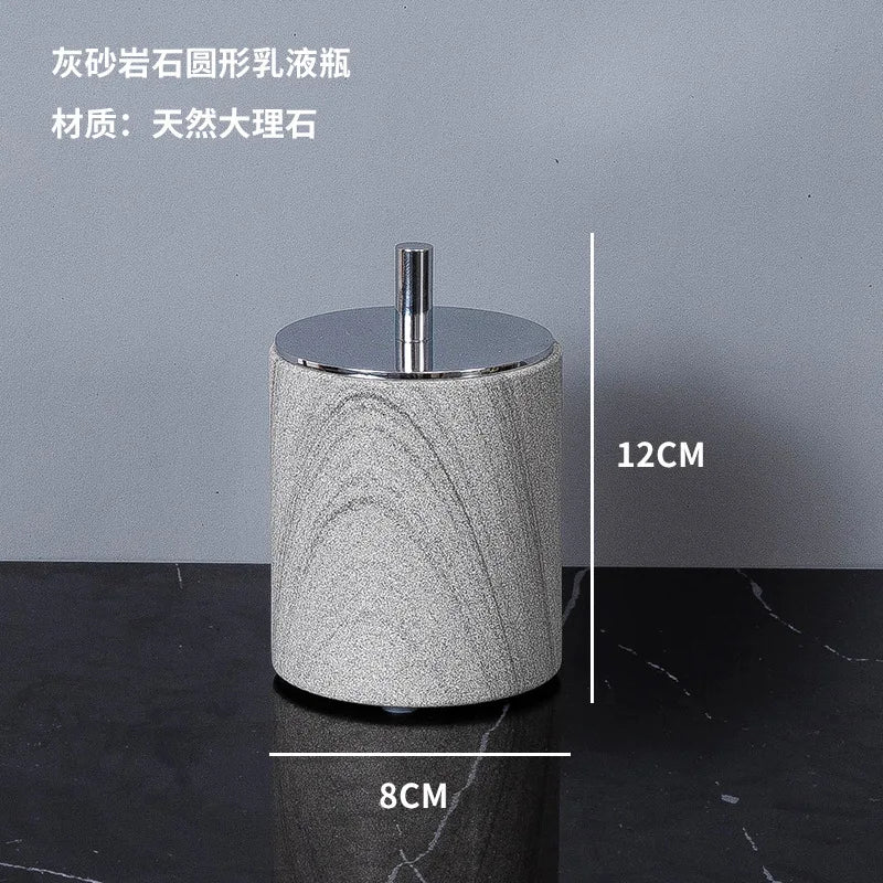 Nordic natural grey marble bathroom accessories Soap dispenser cotton swab jar tissue box soap dish tray bathroom decoration