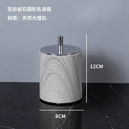 Nordic natural grey marble bathroom accessories Soap dispenser cotton swab jar tissue box soap dish tray bathroom decoration