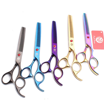 Tijeras de peluquería canina Purple Dragon de 6,5" y 7" de acero inoxidable, curvadas hacia arriba, profesionales para mascotas, tijeras de entresacar, Z3002