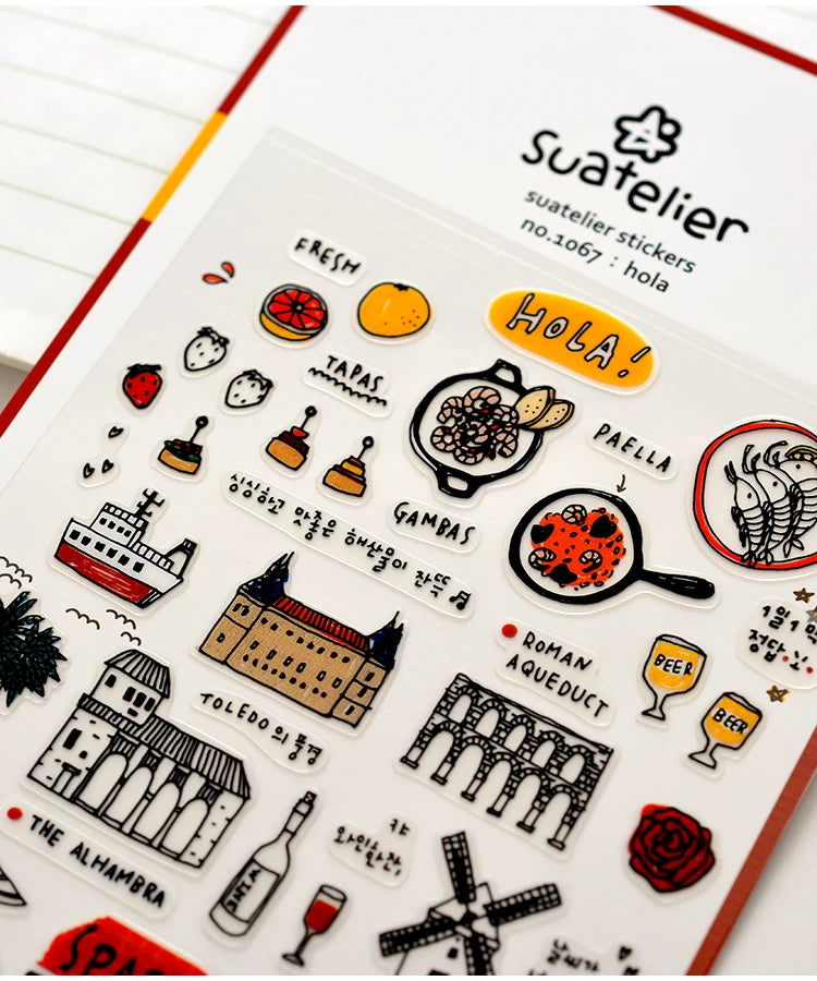 Suatelier City Stickers Korea Scrapbooking DIY Deco Sticker Junk Journal Supplies Planner Diary Photo Album Craft Material