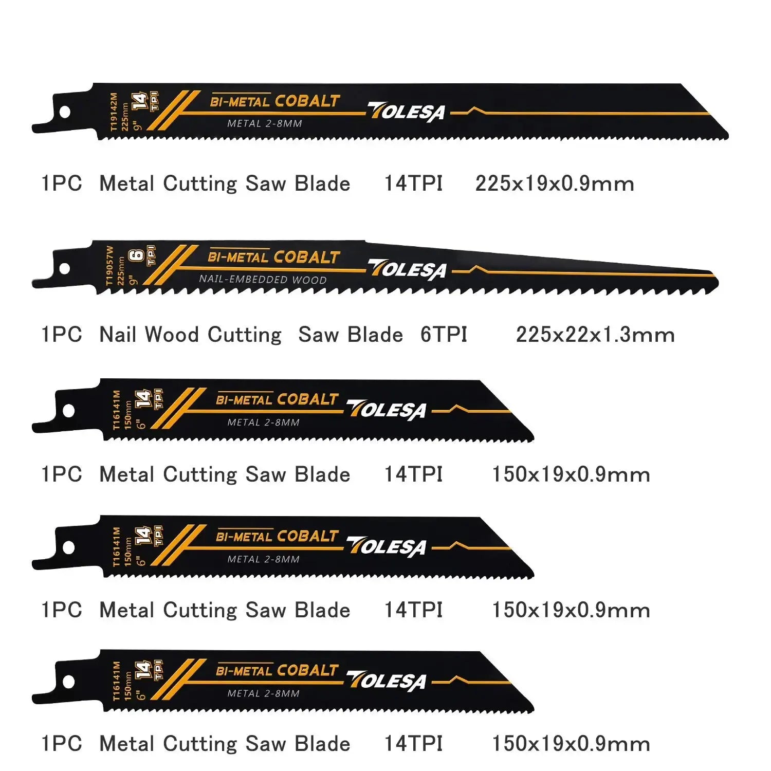 TOLESA 10PCS Reciprocating Bi-metal Saw Blades for Wood Pruning PVC Cutting Heavy Metal Cutting Metal Tube Sheet for Window Door