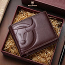 BULLCAPTAIN Fashion Big Logo Man Wallet High Quality RFID Wallet Coin Purse Compact Mini Card Holder Genuine Leather