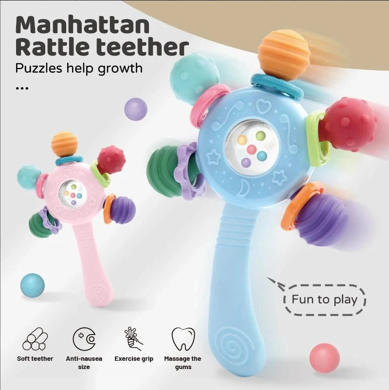 Baby Toys 0 6 Months Rattle Teether Development Games Sensory Toys Soft Silicone Teether Chewable For Newborns Babies 12 Months