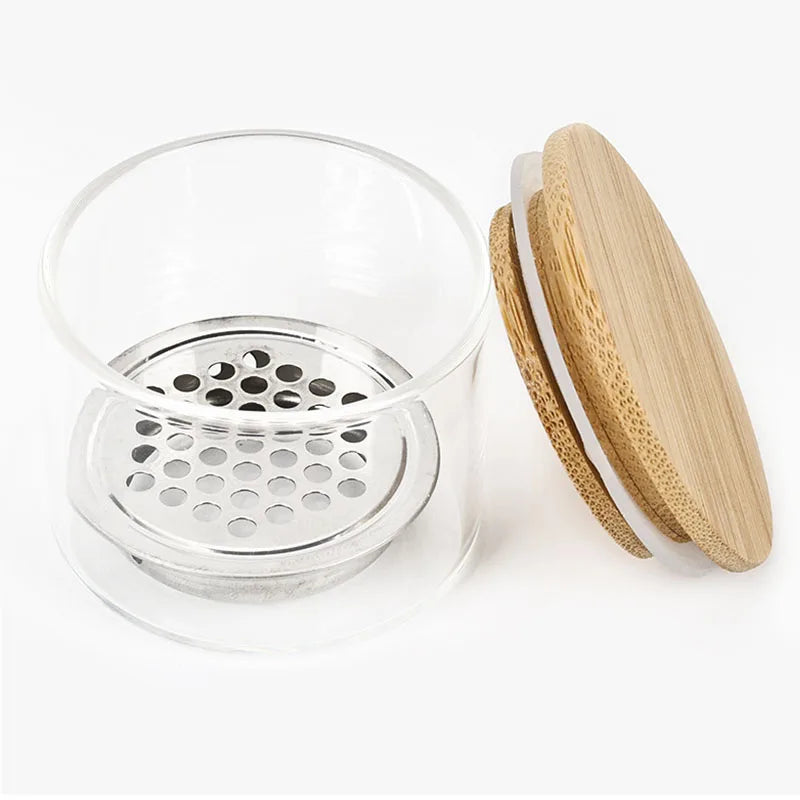Crystal Glass Powder Liquid Blending Wash Pen Nail Cup Liquid Blending Crystal Cup Nail Tools With Cover Stainless Steel Mesh